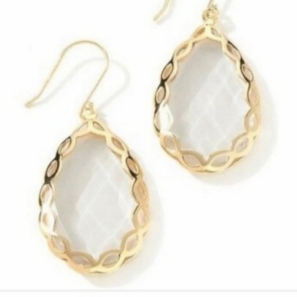 Faceted Clear Quartz Pear Gemstone Earrings - Picture 13 of 16